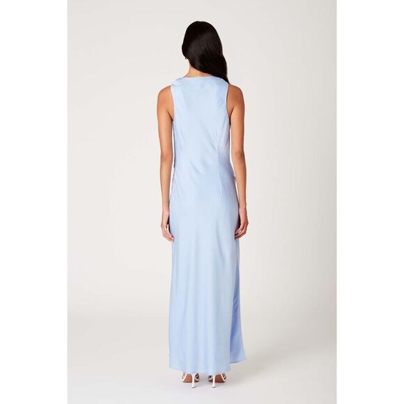 NIA Meyer Dress Maxi Satin Dress Blue Cocktail Summer Vacation Dress size S NWT - Picture 4 of 7